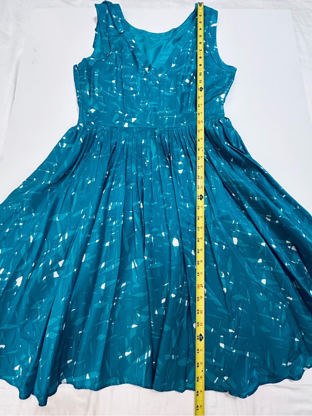 Kate Spade New York Melody Silk Pleated Dress Teal Fit & Flare Size 10 - Picture 9 of 15